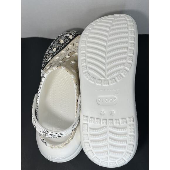 New Crocs Classic Crush Bandana Clog White/ Black/ Beige Slip On Men\'s Size 12 main image 6